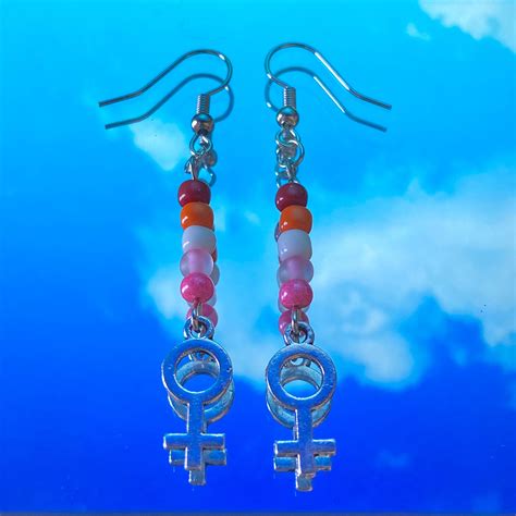 lesbian pride earrings venus symbol etsy