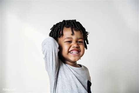 Portriat Of Young Cheerful Black Boy Premium Image By
