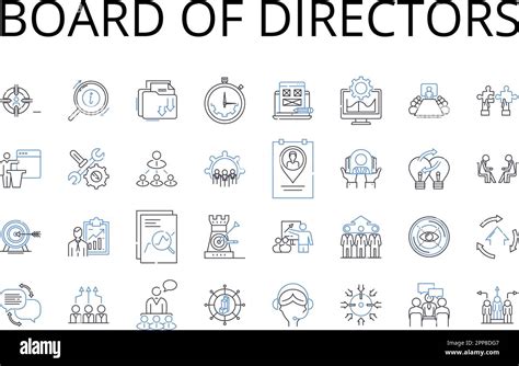 Board Of Directors Line Icons Collection Executive Committee