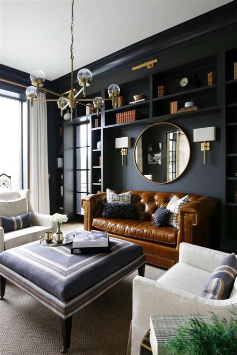 My Beloved Charcoal With Cognac Leather Living Room Design Modern