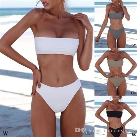 best and cheapest swim wear sexy women bikini set strapless bandeau push up bra swimsuit