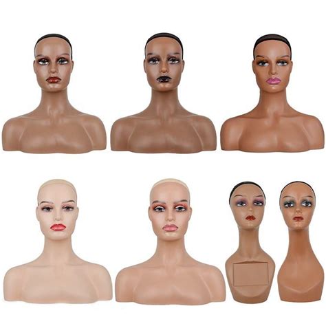 realistic female mannequin head with shoulder for display wigs china manikin head bust wig and