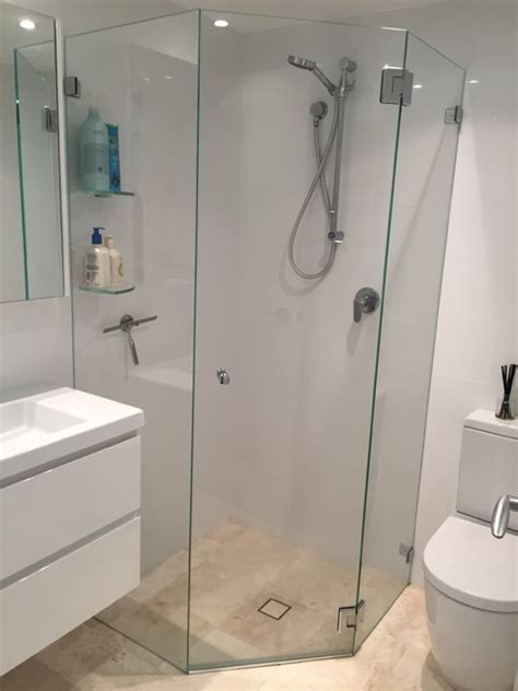 Splayed Frameless Shower Screen Contemporary Bathroom Sydney By