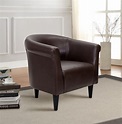 Mainstays Faux Leather Bucket Accent Chair, Brown - Walmart.com