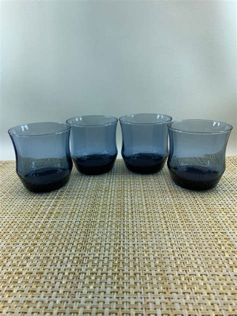 Libbey Apollo Blue Glass Tumblers Etsy Uk