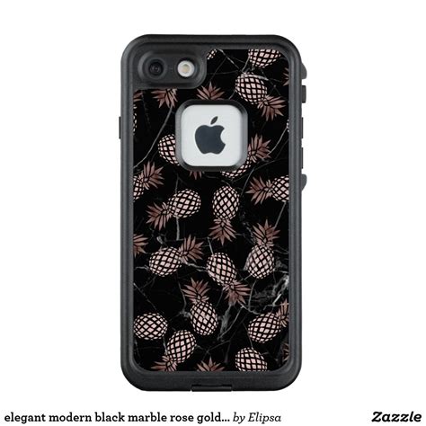The case fits the iphone so well, it's a amazing case. elegant modern black marble rose gold pineapple LifeProof ...