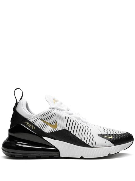 Nike Air Max 270 Sneakers In Black White And Gold In White Metallic