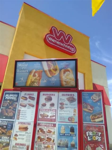 Menu at Wienerschnitzel fast food, Perris