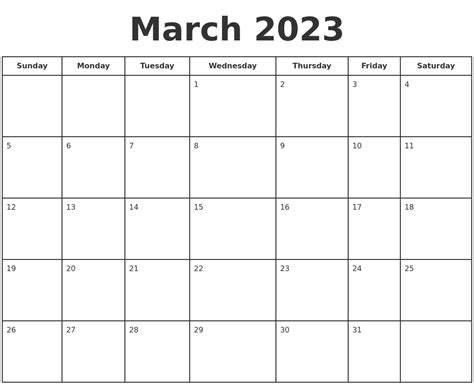 Free Printable March 2023 Calendar 12 Templates Zohal