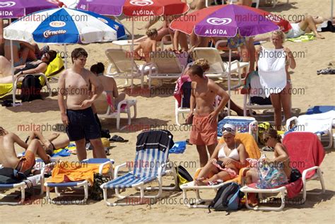 Beaches Sunbathing Golden Bay Tourists People Sandy Swimming Malta Photos