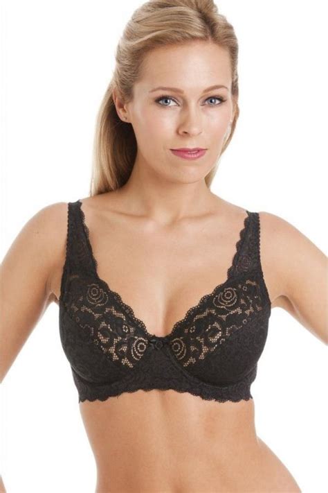 Womens Underwired Rhapsody Bra Black Camille Lingerie Ladies Lace Size