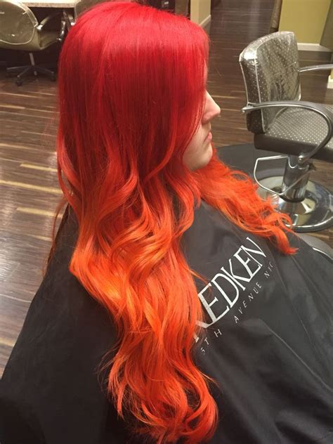 Hair Red To Orange Fire Creative Balayage Ombre Ellemarieanna