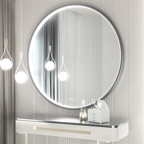 Buy Keonjinn Round Led Mirror 36 Inch Round Lighted Bathroom Vanity