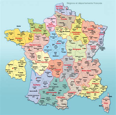 Carte De France Départements Villes Et Régions ≡ Voyage Carte Plan