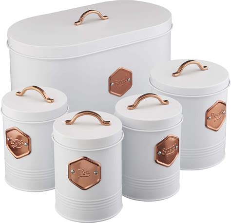 Cooks Professional Kitchen Storage Canister Set 5 Piece Tin Containers