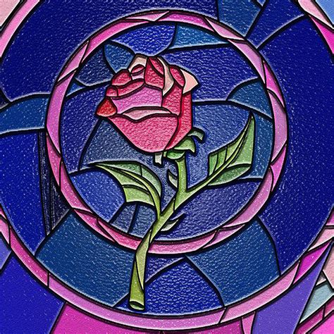 Beauty And The Beast Enchanted Rose Stained Glass Digital Art By Retno