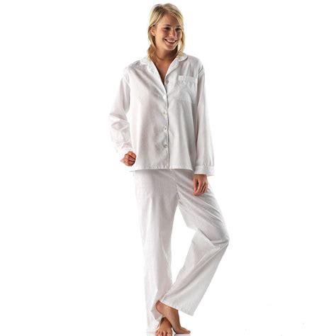 Long And Reg Leg Luxury White Cotton Pyjamas By Pj Pan