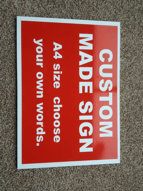 Custom Made Personalised Plastic Sign In Red Ebay