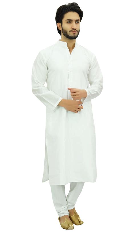 Atasi Mens White Kurta Pyjama Set Ethnic Punjabi Casual Long Dupion At9 Ebay