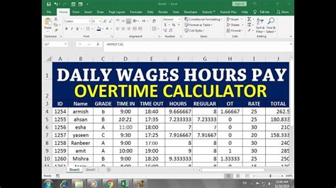 How To Make Overtime Hours Payroll Sheet In Excel Hindi Youtube