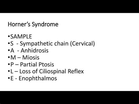 Horner S Syndrome Sample Mnemonic Mightymedicoz Youtube
