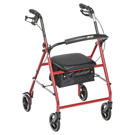 Drive Medical Rollator Rolling Walker With 6 Wheels Red