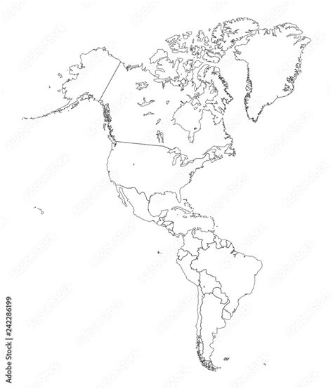 Outline Map Of Americas Stock Vector Adobe Stock