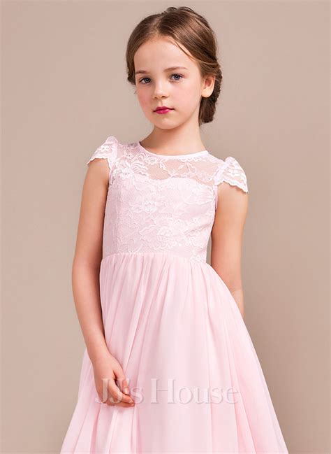 A Line Scoop Floor Length Chiffonlace Flower Girl Dress 010096124