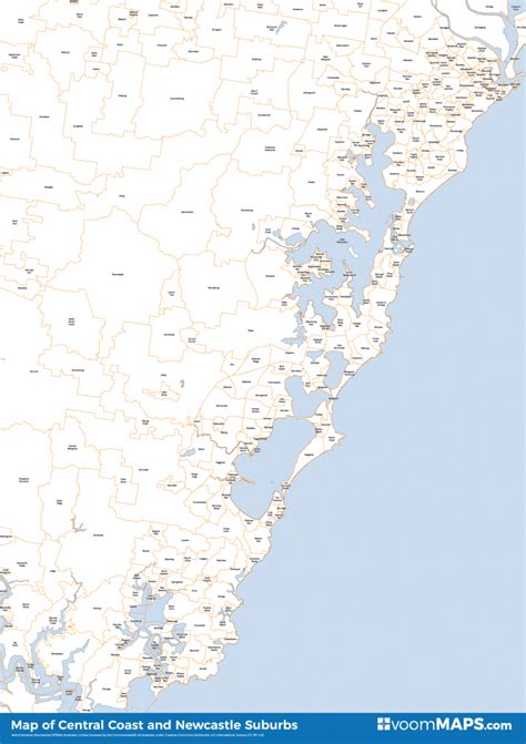 Map Of Newcastle And Central Coast Suburbs Voommaps Printable Map