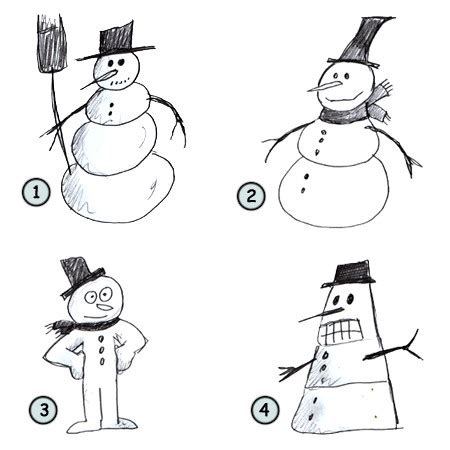 Cartoon characters are fun and easy to draw because they can take many shapes and sizes. Drawing a cartoon snowman