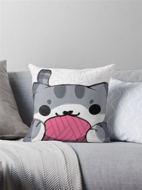 Neko Atsume Pillow Throw Pillows By Greywickk Redbubble
