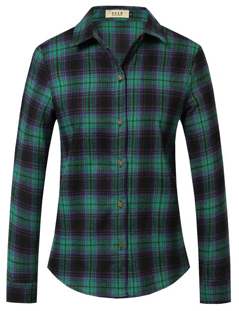 Sslr Flannel Shirts For Women Long Sleeve Button Down Shirts Plaid Lightweight Casual Walmart Com