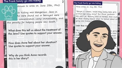 Teachers Pet Anne Frank Diary Extract With Questions Going Into Hiding