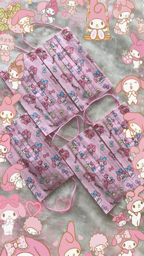Pink Sanrio My Melody Face Mask X5 Etsy