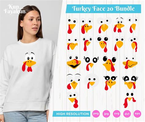 Turkey Face Svg Turkey Face Bundle Svg Turkey Face Silhouette Turkey