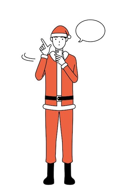 Premium Vector Simple Line Drawing Illustration Of A Man Dressed As Santa Claus Operating A