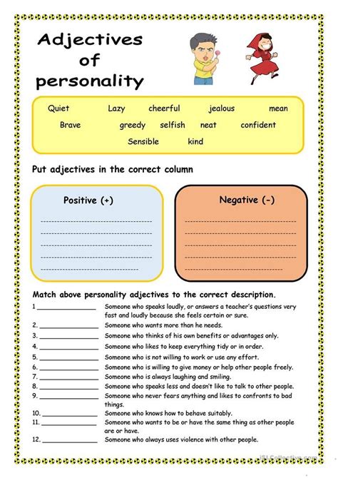 Adjective Of Personality Worksheet Free Esl Printable Worksheets Made