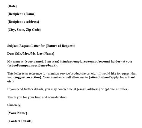 Request Letter Example Free Word Templates Gambaran
