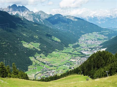 Mountain Valley In The Alps Stubai Tyrol Austria Europe Stock