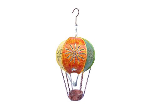Metal Garden Ornament Hanging Multicoloured Hot Air Ballloon