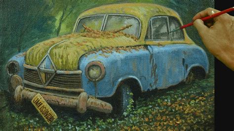 Vintage Car Acrylic Painting