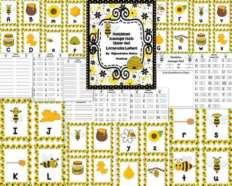 Bumblebee Alphabet Scavenger Hunt Upper And Lowercase Letters Center