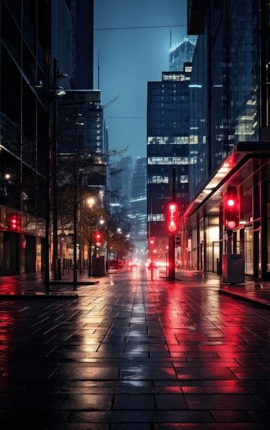 Premium Photo Shot Of A Modern City Street At Night