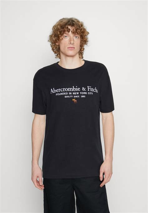 abercrombie and fitch heritage logo update print t shirt casual black black uk