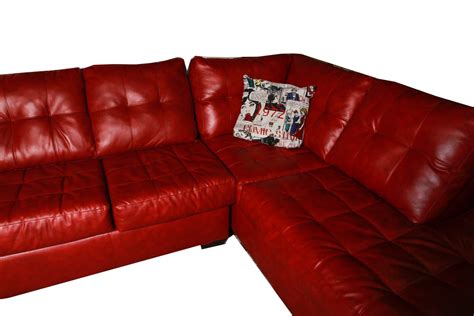 Contemporary Red Faux Leather Sectional Sleeper Sofa Ebth