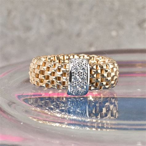 Gold Stretch Ring With Zircons By Loel And Co