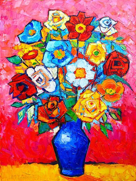 Colorful Roses And Camellias Abstract Bouquet Of Flowers By Ana Maria