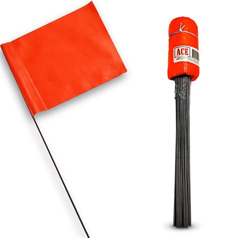 Orange Marking Flags 100 Pack Ace Supply 4x5 Inch Orange Flag On 15