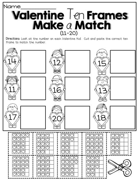 Valentine Ten Frames Make A Match Cut And Paste Math Literacy