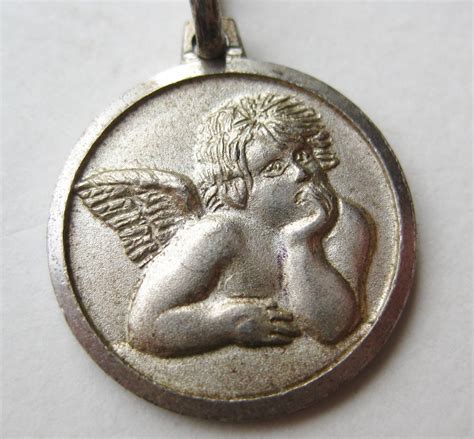 Vintage Sterling Silver Guardian Angel Charm Necklace Pendant